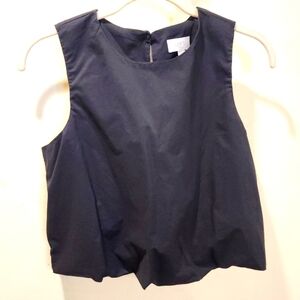 LOFT Black  Sleeveless Cotton  Bubble Crop Top Size XS